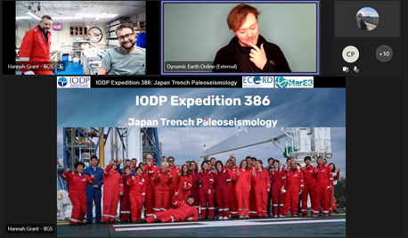 BritGeoSurvey's tweet photo. Today BGS scientists spoke to over 200 pupils via livelink from aboard the #Chikyu research ship in Japan about @ECORD_IODP #EXP386. Jez, Hannah & Michi answered questions about their research, mega-tsunamis and life onboard a research ship 🚢🇯🇵
@ourdynamicearth https://t.co/GHvH0IKk96