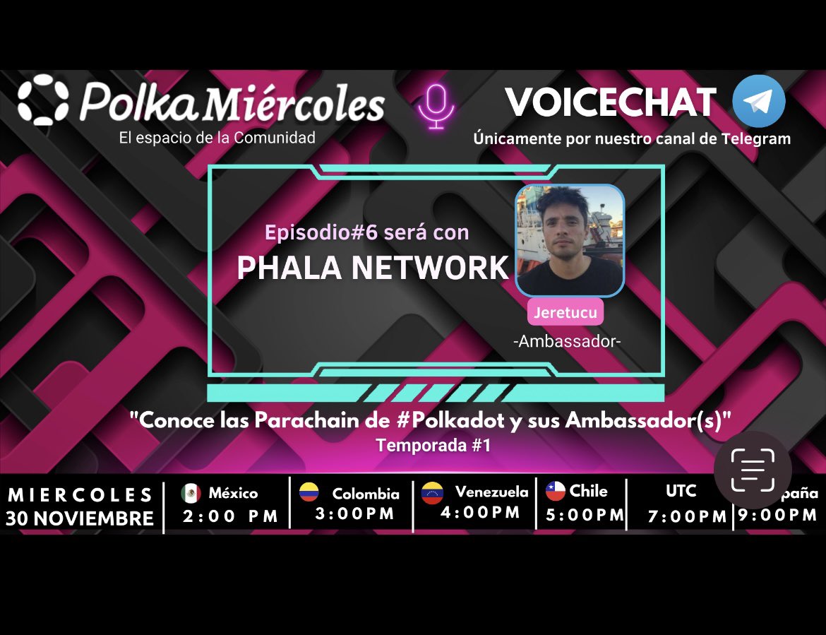 Ste_always's tweet photo. Acompáñanos mañana en el #PolkaMiercoles de esta semana 🪫💥 Nos acompañará #PhalaNetwork! Únicamente por nuestro canal de Telegram https://t.co/igQsiaOQJl @PolkadotEspanol https://t.co/bQDJDnjN6B