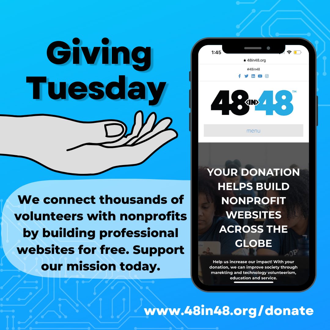 48in48org's tweet photo. Can you spare $48 today? What about $8? Every donation helps us host more events, reach more volunteers, and most importantly - support more nonprofits. Consider supporting 48in48's mission this Giving Tuesday. #GivingTuesday #48in48 #itsourcode https://t.co/GNVOaKUn3Z