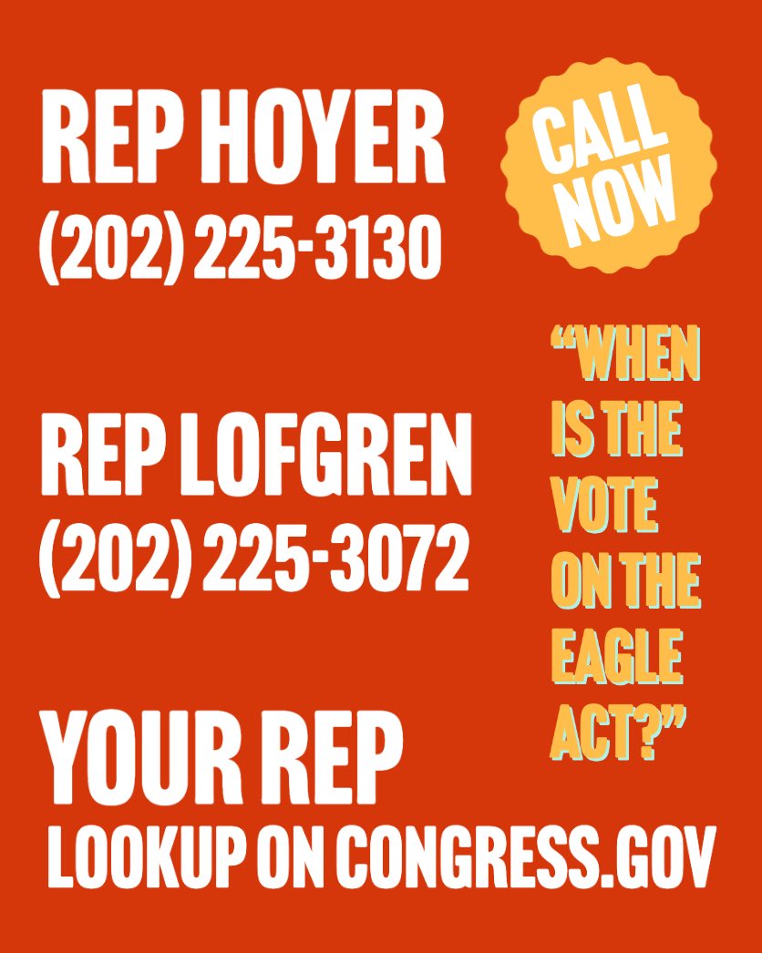 immivoice's tweet photo. Important to hold @RepZoeLofgren accountable for #greencardequality. Call her, @LeaderHoyer, &amp; your House Representative &amp; ask them-“When is the vote on the EAGLE Act?” Speak up NOW &amp; please don’t let them be fooled by ethnic nationalists, for-profit-racists &amp; immigration lawyers https://t.co/ig5j32poei