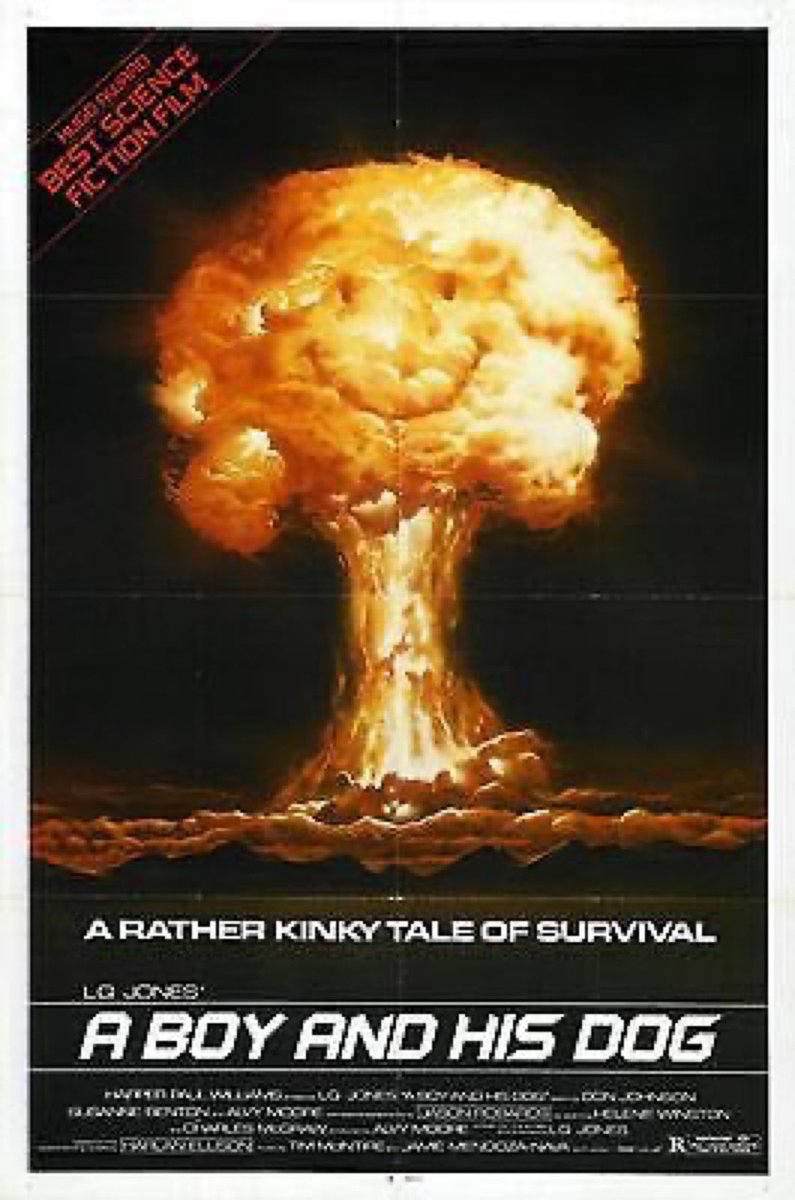 GabeCrate's tweet photo. ☢️#81. A Boy and His Dog, 1975. A dark comedy with the emphasis placed squarely on dark. #DonJohnson and a wisecracking telepathic sheepdog search the #postapocalyptic wasteland for “female companionship.” Dreary, mean, bizarre - and a uniquely fun #classic. 4/5 ☢️ https://t.co/FWpyKGhh2e