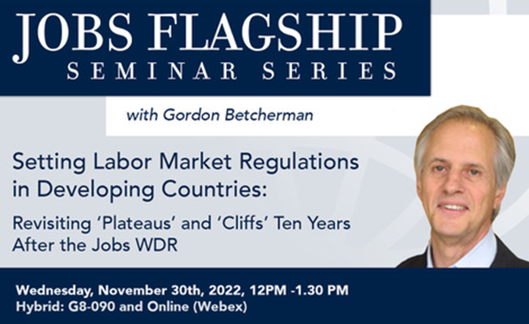 IanWalker_Jobs's tweet photo. Tomorrow 12PM ET: @gbetcherman delivers 
the 3rd Jobs Flagship Seminar- Setting labor market regulations in developing countries- revisiting the plateaus &amp; cliffs highlighted in the 2013 WDR, which tried to build a constructive approach to LM regs.
Link:
https://t.co/40HNr4ukeB https://t.co/HFBVISCPYm