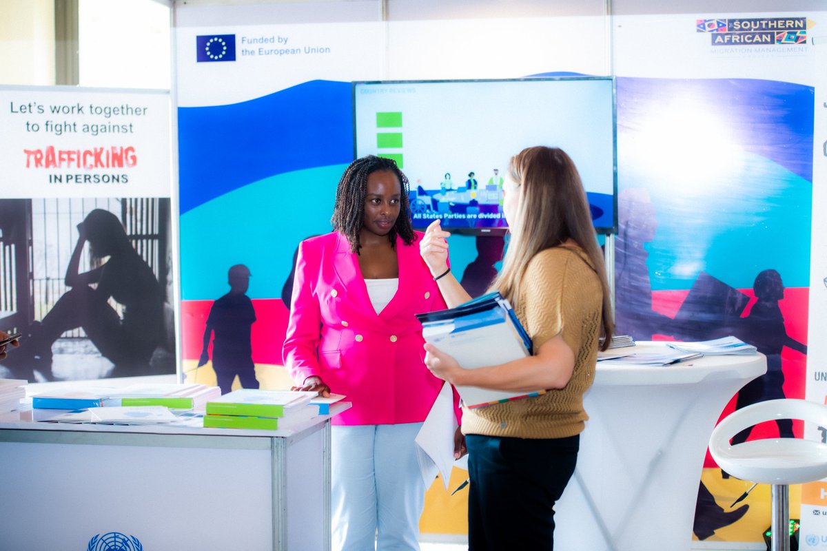 SammProject's tweet photo. Delegates interacting and exchanging conversations while viewing information, education and communication (IEC) material being exhibited by implementing partners of the #SAMMProject
@UNODC_ROSAF @ilo_pretoria @UNHCRSouthernAF @IOMROpretoria
#LabourMigrationDialogue https://t.co/r1wtH8Ov64