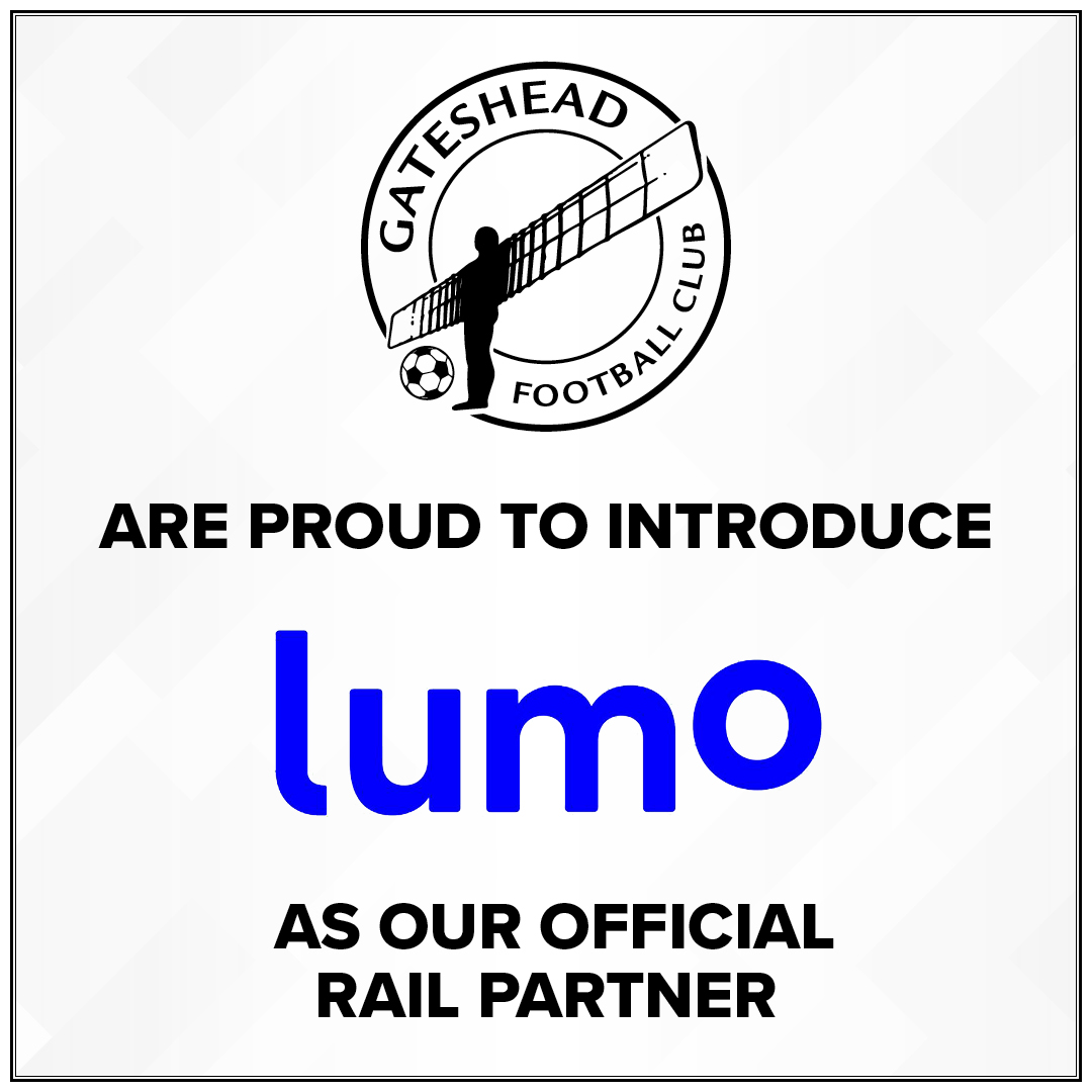 *NEW PARTNERSHIP ALERT*

In case you missed the big news…

<a href="/LumoTravel/">Lumo</a> are Gateshead FC’s official rail partner! 🚄

Learn more about Lumo here. 👉 lumo.co.uk

#WorClub #GatesheadFC #UKtravel #UKtrains #NewcastleUponTyne