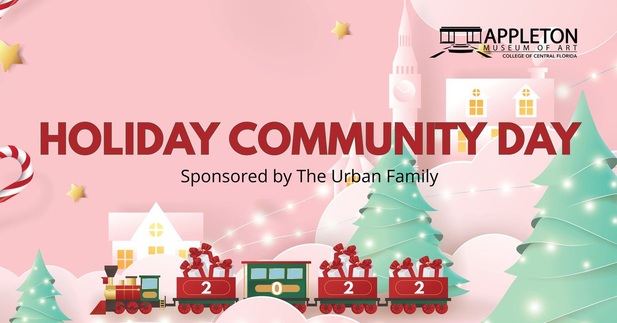 AppletonMuseum's tweet photo. This Saturday, December 3 is our annual Holiday Community Day! From 10 am-5 pm all museum admission and activities are free sponsored by The Urban Family.
1/2
#Ocala #OcalaMarion #ocalaevents #MuseumTwitter https://t.co/zBd1OK7hZS