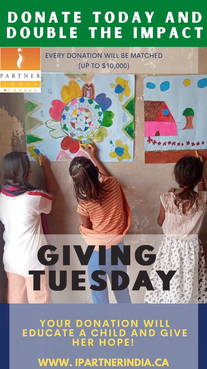 IpartnerindiaC's tweet photo. On this day of generosity, Join Us in giving a child the gift of education! Every donation will be matched dollar for dollar up to $10,000 to double the impact! 

Donate here: https://t.co/SrP1C3vLek

#GivingTuesdayCA #GivingTuesday #donate #Donation https://t.co/cwumAIhLay
