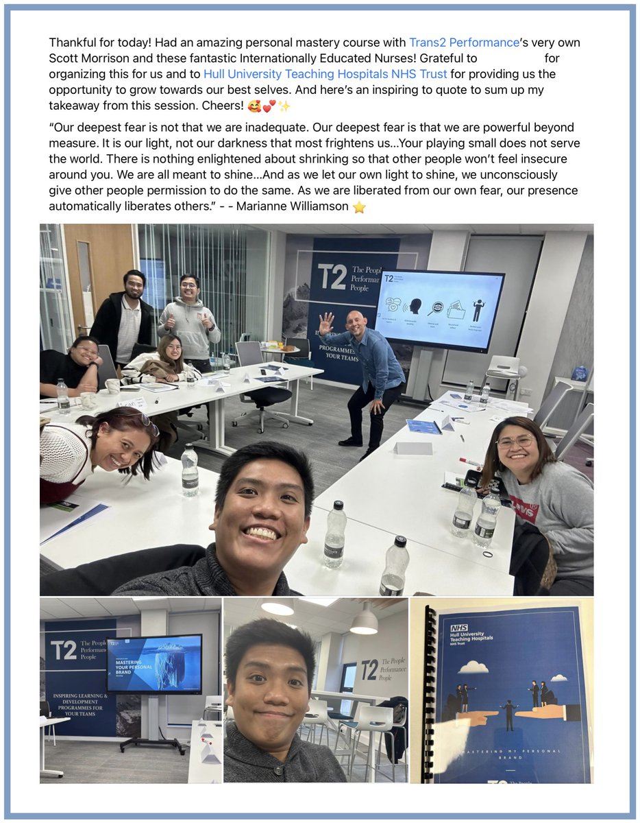 Trans2P's tweet photo. We love seeing posts like this!

@ScottyM3 had a great day yesterday delivering a 'Mastering my Personal Brand' workshop to delegates from @HullHospitals. 

#clientfeedback #learninganddevelopment #selfawareness https://t.co/rmSX8SLUql