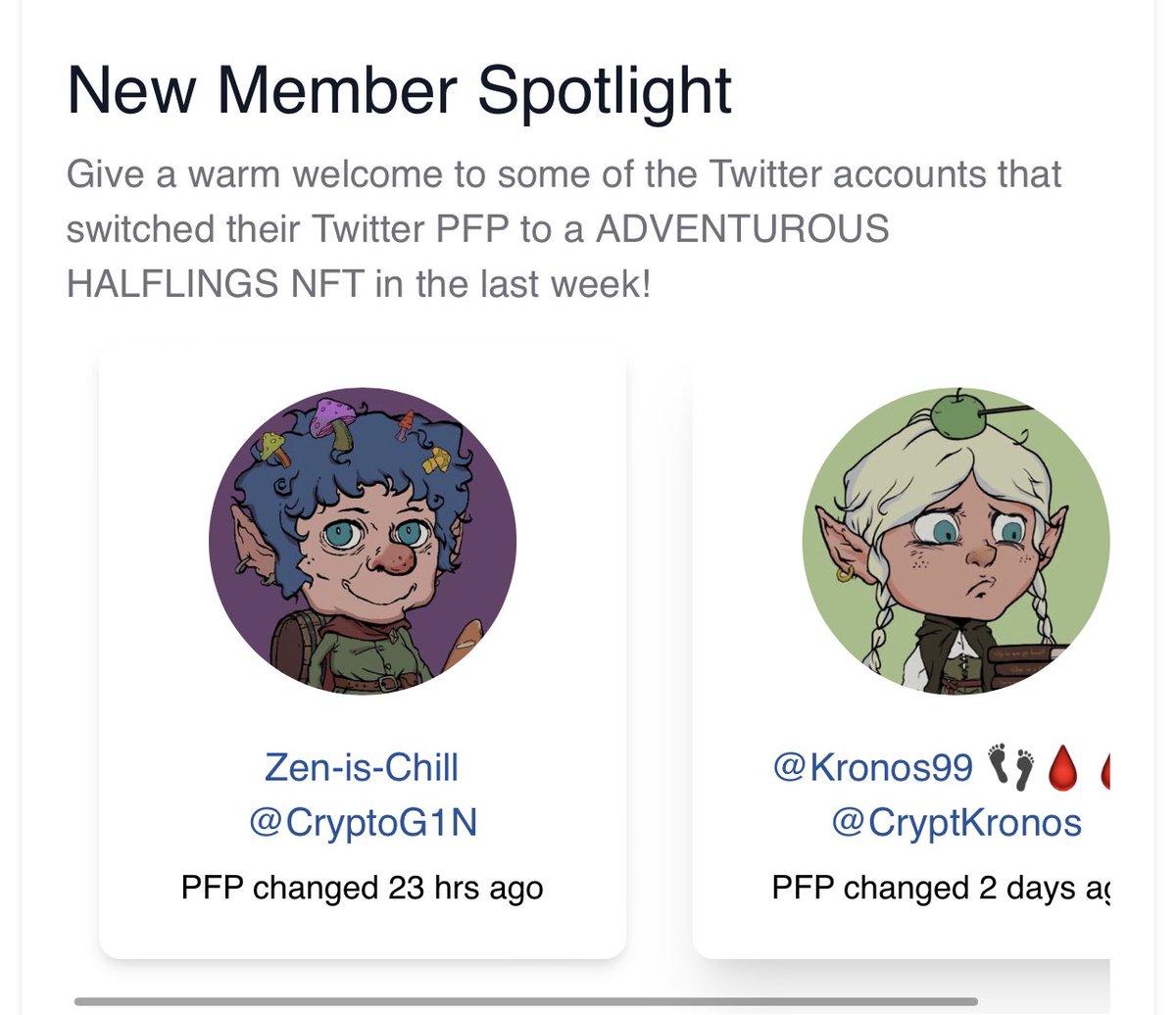 Welcome <a href="/CryptKronos/">@Kronos99 👣🩸🩸</a> and <a href="/CryptoG1N/">Zen-is-Chill</a> to <a href="/Halflington/">Adventurous Halflings ⛺️👣 - Traitswap is live!</a> love the pfps 🤩