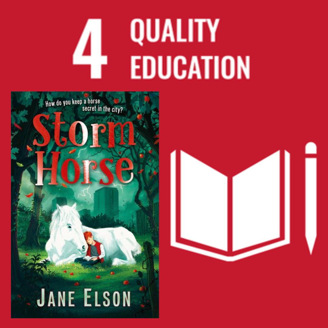 Day4 of #17Booksfor17SDGs is the @UN's #QualityEducation
We have 'Storm Horse' by @JJELSON35 from @HachetteKids 
4 children, due to neurodivergence and poverty, struggle at school, but access education through a horse. Education is only quality if it is for everyone.
#CitiesofLit