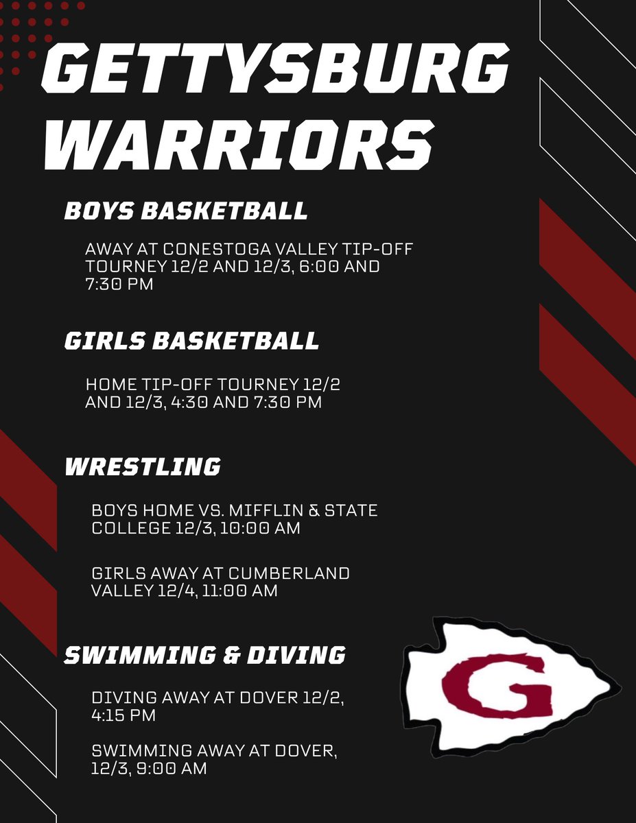 Looking for something to do this weekend? Winter sports open on 12/2! 🤼🏊‍♀️🏀🤼‍♀️🏊‍♂️