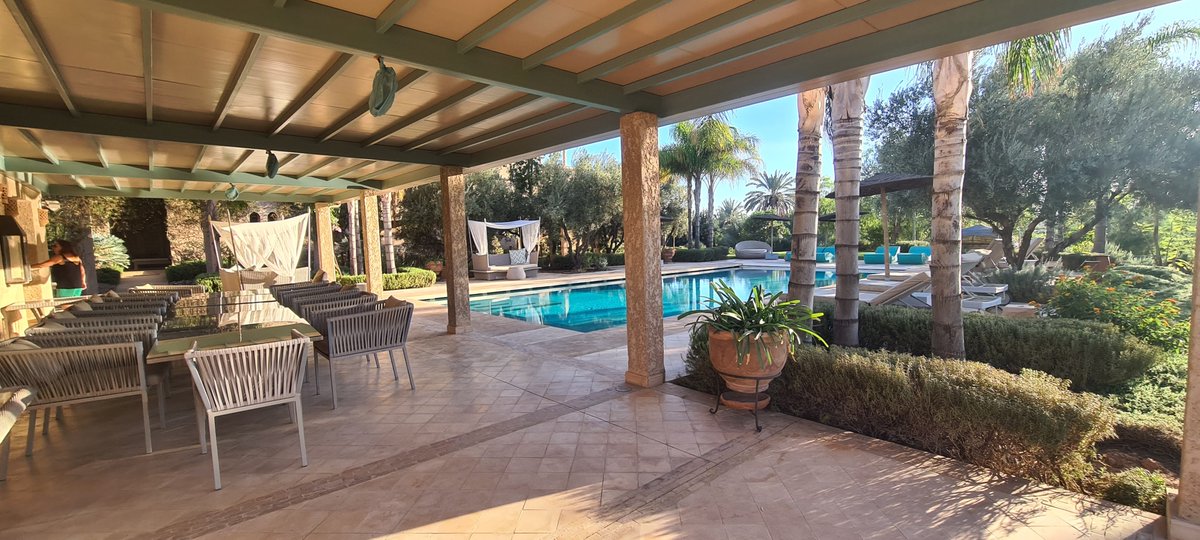 On our jaunt to #Marrakech last week we thoroughly enjoyed our visit to the stunning #Villa #Cobalt Blue.  With a new covered breakfast area and pool terrace, you can dine al fresco whether you need to escape the heat of the sun, or the occasional rain! mintmorocco.com