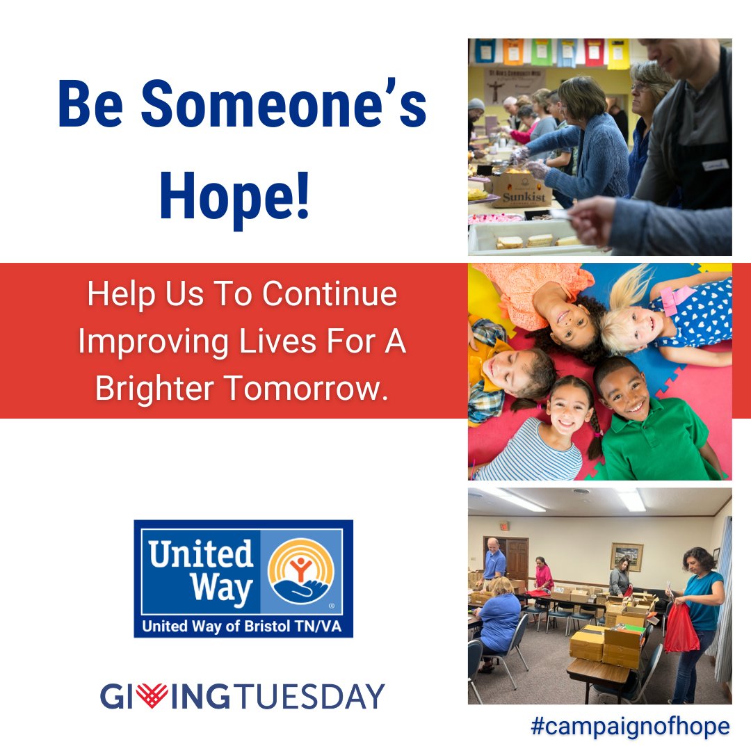 UWBristol's tweet photo. Giving is not just about making a donation, it's about making a difference in our community. Donate this #GivingTuesday to United Way of Bristol TN/VA to ensure everyone can live healthy, productive lives. 

https://t.co/q0lfdednSY

#bristoltnva #unitedway #unitedwaybristol https://t.co/KiDz6XS4eg