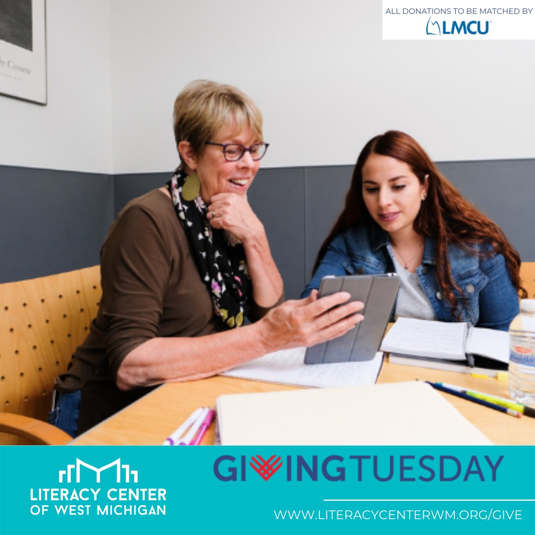 LCWM's tweet image. Make a difference by impacting someone's life on this Giving Tuesday!

Support here: secure.qgiv.com/for/lcowm

All donations will be matched by @LMCU!
 
#GivingTuesday #AdultLiteracy