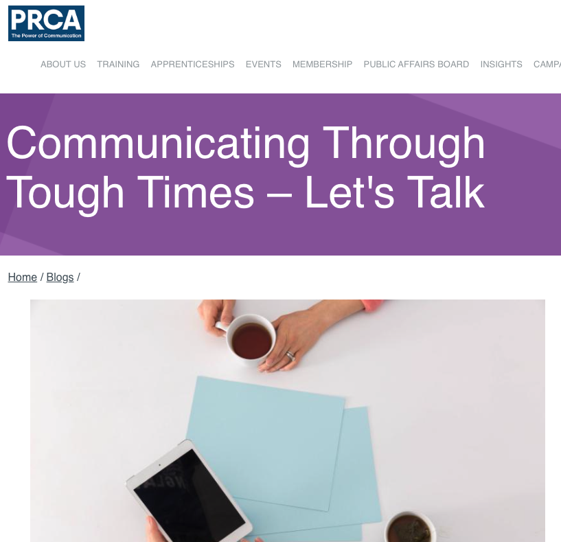 I love delivering training on employee communications for the <a href="/PRCA_HQ/">PRCA</a> - here is a blog (originally published by <a href="/KoganPage/">Kogan Page Publishing</a> ) which talks about my experience communicating in tough times prca.org.uk/Communicating-… - be human and listen