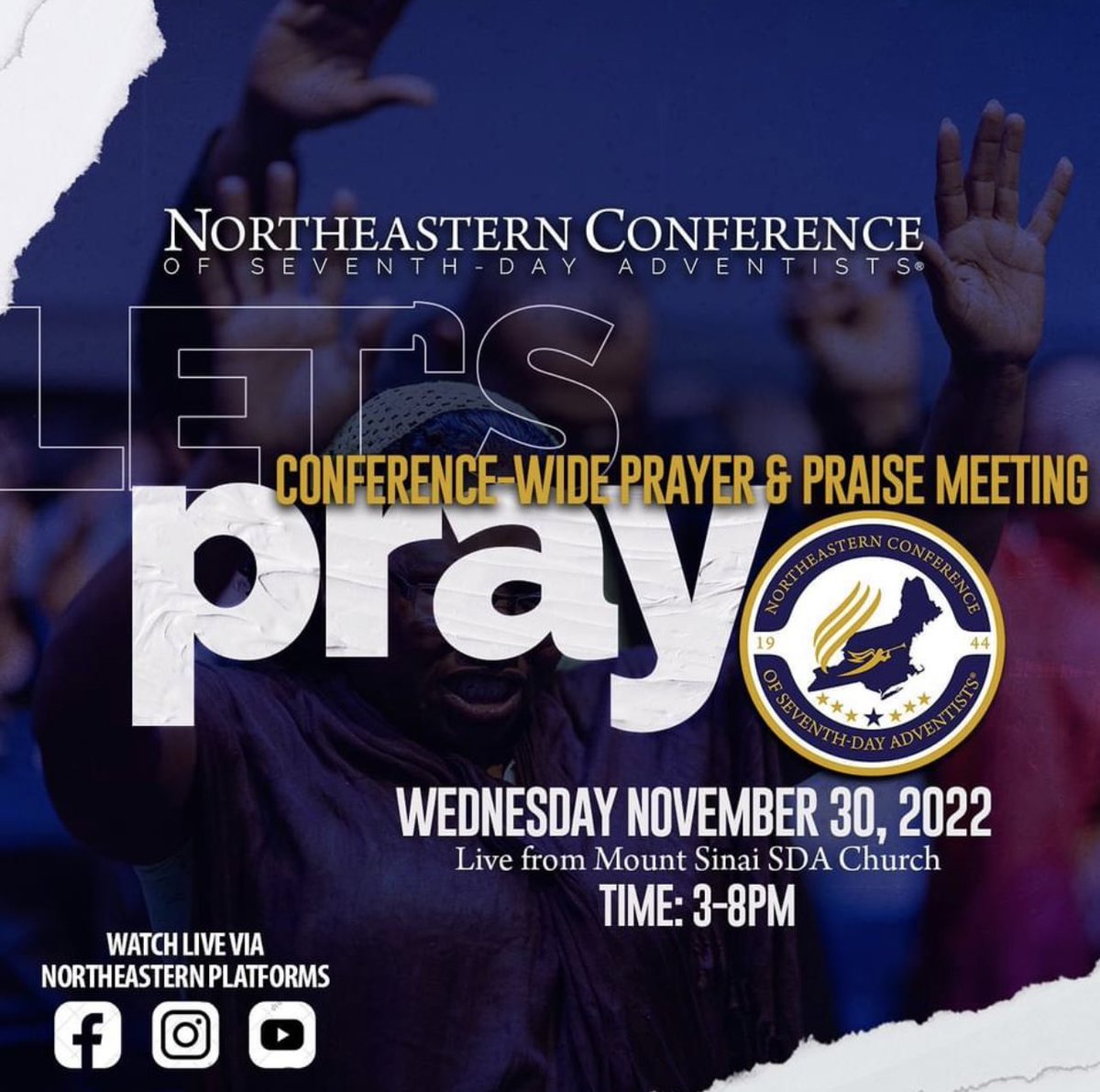 Join your Northeastern family for a day of prayer &amp; praise tomorrow at 3pm. You can tune in on any of the Northeastern Conferences streaming platforms. #ThissNEC #dayofprayer #teambethany