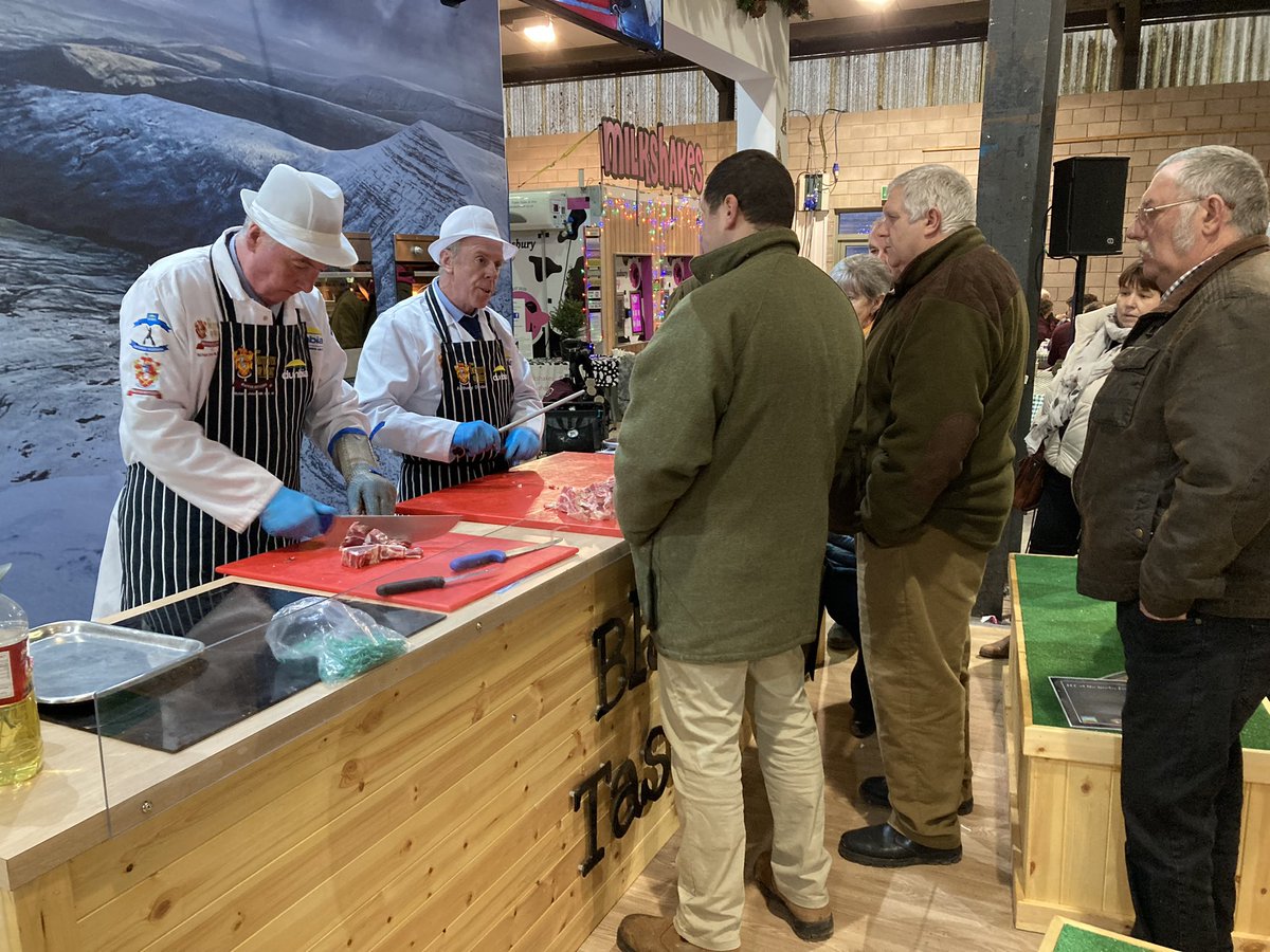 HybuCigCymru's tweet photo. Always a popular slot at the Winter Fair - top notch butchers demo strate their craft https://t.co/adnP6Gj6d5