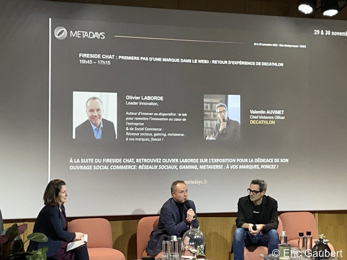 kalydeoo's tweet photo. #META22 on stage retour d’expérience de @Decathlon dans le web3
-Olivier Laborde Leader innovation BPCE Assurance
-Valentin Auvinet Chief Metaverse Officer Decathlon
@nincoroby @AnthonyRochand @nelbro @labordeolivier @valentin85 @CatherineLardy
@CongresMETADAYS #METADAYS https://t.co/11ezLVKfgk