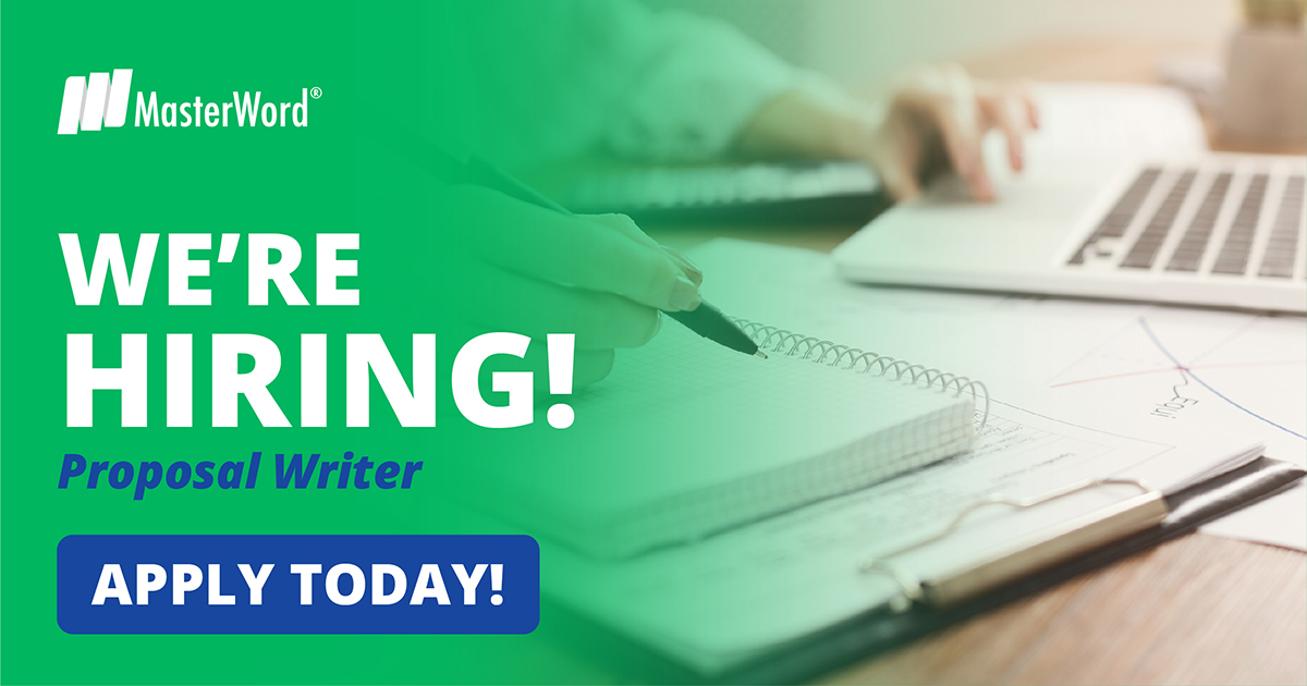 masterword's tweet photo. Are you a technical writer looking for a full-time position? We are seeking an experienced Proposal Writer to join our team.
Apply here: https://t.co/NPFF54isQL
#OpportunityTuesday #JoinMasterWord #HoustonTX #Houston #ProposalWriters #Writer #JobOpportunity #MasterWord https://t.co/PvGeyNMxte
