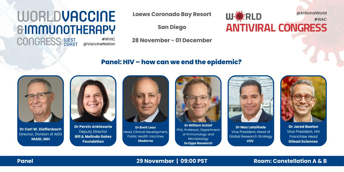 vaccinenation's tweet photo. How can we end the epidemic on HIV?

Our esteemed panel will discuss in one hour at the World Vaccine &amp; Immunotherapy Congress #WVIC #WVCWC

📌 Constellation A &amp; B
⌚️ 09:00

@NIAIDNews @gatesfoundation @moderna_tx @scrippsresearch @ViiVHC @GileadSciences https://t.co/lq8to0VoLN