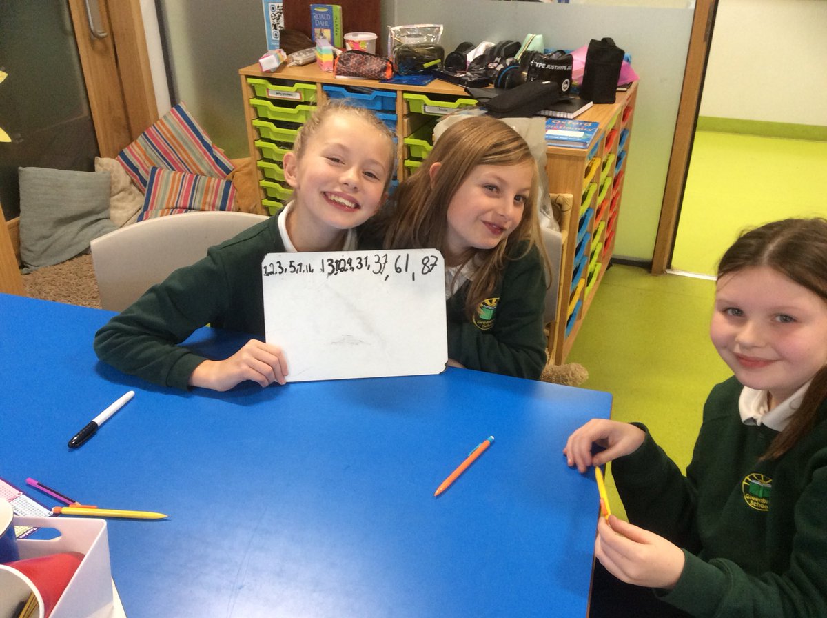 MrsTeillard's tweet photo. Today, as part of our work on number patterns and sequences we were learning about prime numbers. In groups we tried to see how many prime numbers we could find - how high can you get to? @Greenbraeschool https://t.co/ucUz1l5z63