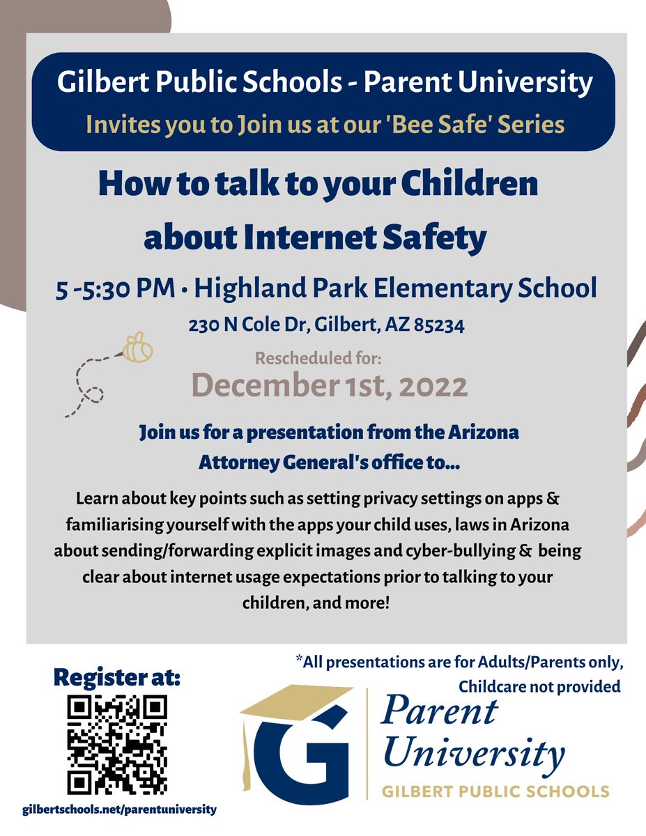 See you TOMORROW for our first presentation in our Bee Safe Series at Highland Park Elementary, at 5 PM. Register at the link in our bio.