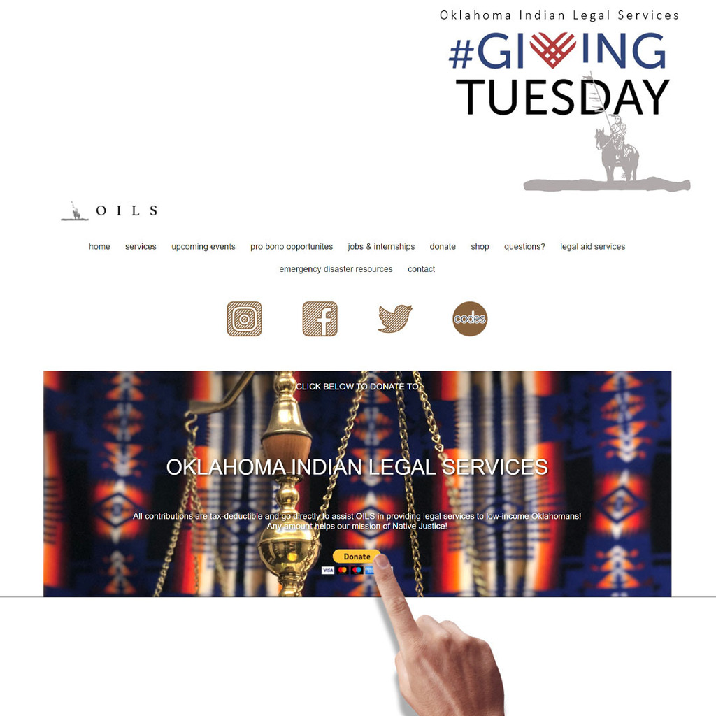 LegalOklahoma's tweet image. It's #GivingTuesday and we are so thankful for all of the donors we've had so far, thank you for helping us continue our mission of serving #NativeJustice!

If you are able, please consider securely giving to OILS this Giving Tuesday through the link in … instagr.am/p/CljP-lasgeD/
