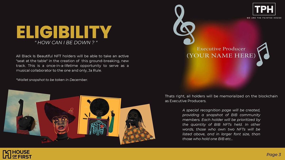 🎙Ja Rule Music NFT Executive Producer Zoom Call #1🎙

For holders of #BlackisBeautifulNFTs! 

Go behind the scenes for this first-of-its-kind, interactive experience as our community works directly w/ <a href="/jarule/">Ja Rule</a> as he releases a new song as a #MusicNFT 🎶🎧

Link in Discord/7pm EST