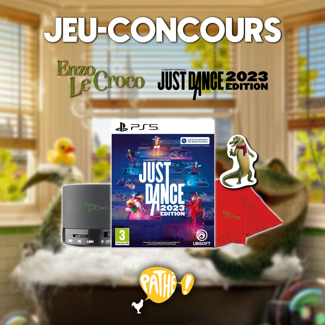 pathecinemas's tweet photo. #JeuConcours À l’occasion de la sortie de #EnzoLeCroco cette semaine, tente de remporter un lot comprenant le jeu @JustDanceFR 2023 Edition ainsi que divers goodies ! Pour participer :
👉 Suis-nous @pathefrance
👉 RT ce tweet
Tirage au sort le 07/02 https://t.co/Svo1BnIr6V