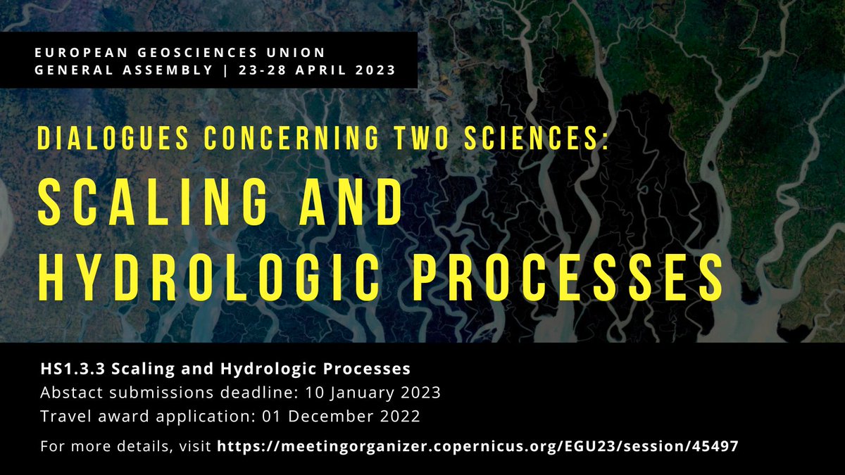NVergopolan's tweet photo. 📢 Join us for the upcoming @EuroGeosciences meeting for discussions on tackling challenges surrounding scaling of hydrological processes @EGU_HS @Hydrology_AGU @HydroProcesses @YoungHydrology https://t.co/pm2309Ghxl