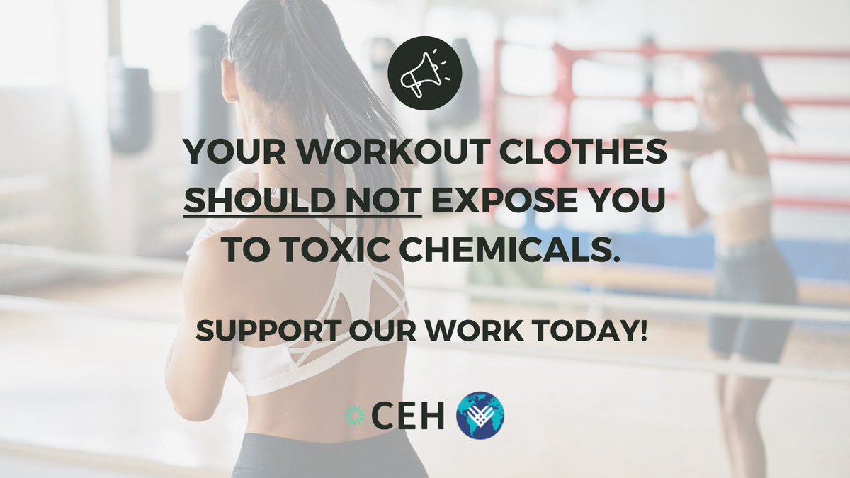 ⚠️ Your workout clothes should NOT expose you to toxic chemicals. This #GivingTuesday, help us hold corporations accountable and protect your #health! Two ways to help: 📝 Sign our petition: actionnetwork.org/petitions/bpa-… 💚 Donate - all gifts matched today! ceh.org/give
