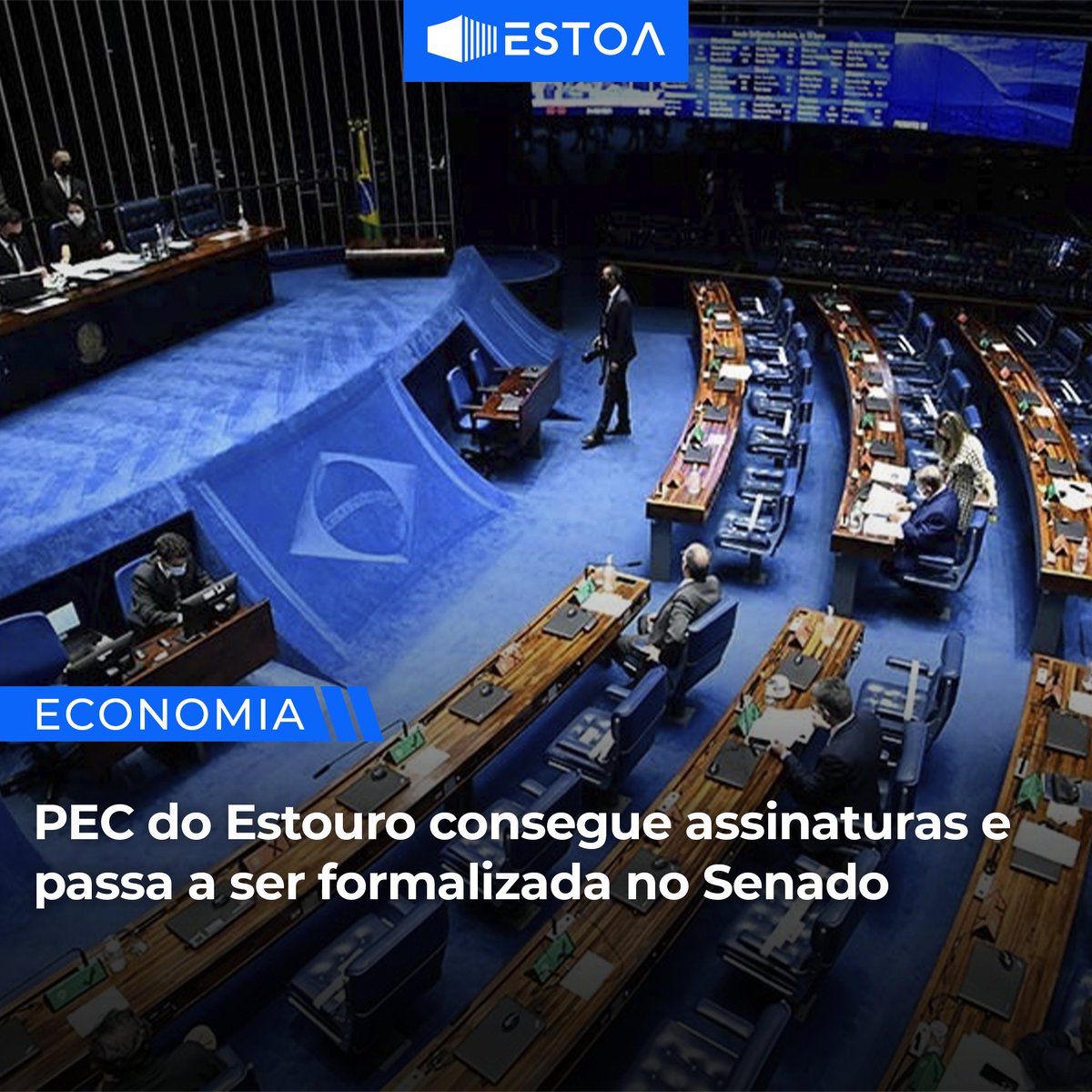 Estoaresearch's tweet photo. A PEC do Estouro, apresentada para viabilizar o pagamento do Auxílio Brasil, alcançou o número mínimo de assinaturas necessárias e foi protocolada nesta segunda-feira (28), após 13 dias de articulação no Senado.
#PEC #Estouro #assinaturas #Senado #proposta #auxílio #negociações https://t.co/QxMyXeI93u