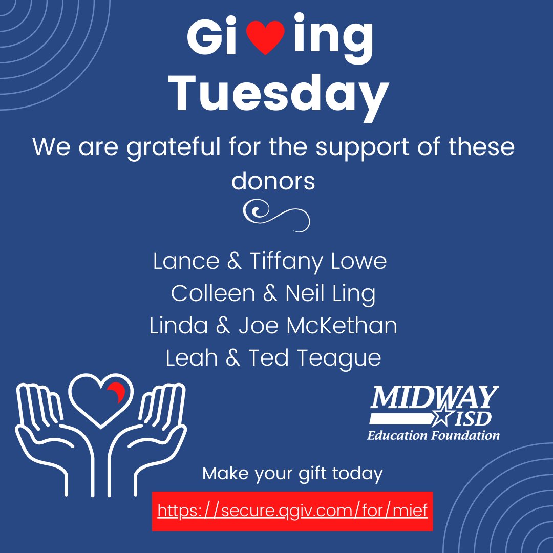 Midway Foundation (@misdfoundation) on Twitter photo Thanks to these donors for INvesting in MEF! You can make your gift today by emailing your pledge to foundation@midwayisd.org or making your gift at secure.qgiv.com/for/mief. Thanks to these donors for INvesting in MEF! You can make your gift today by emailing your pledge to foundation@midwayisd.org or making your gift at secure.qgiv.com/for/mief.