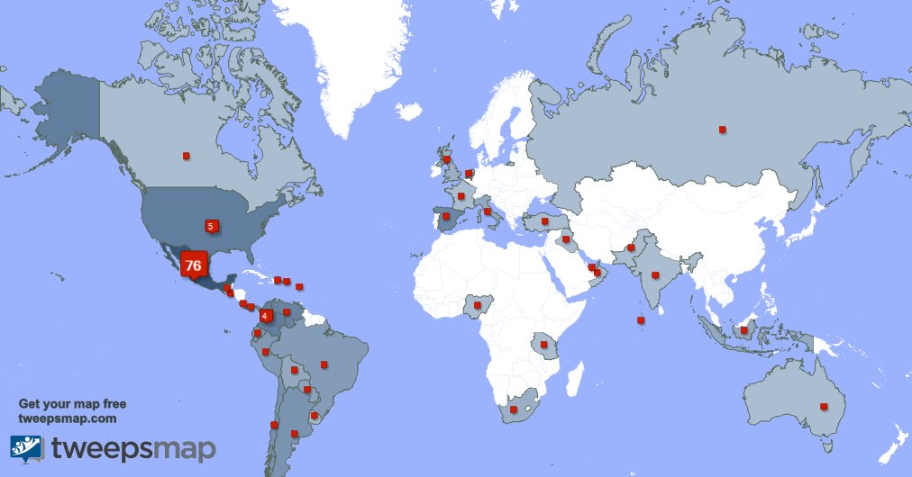 Special thank you to my 21 new followers from Mexico, and more last week. tweepsmap.com/!amantes_y