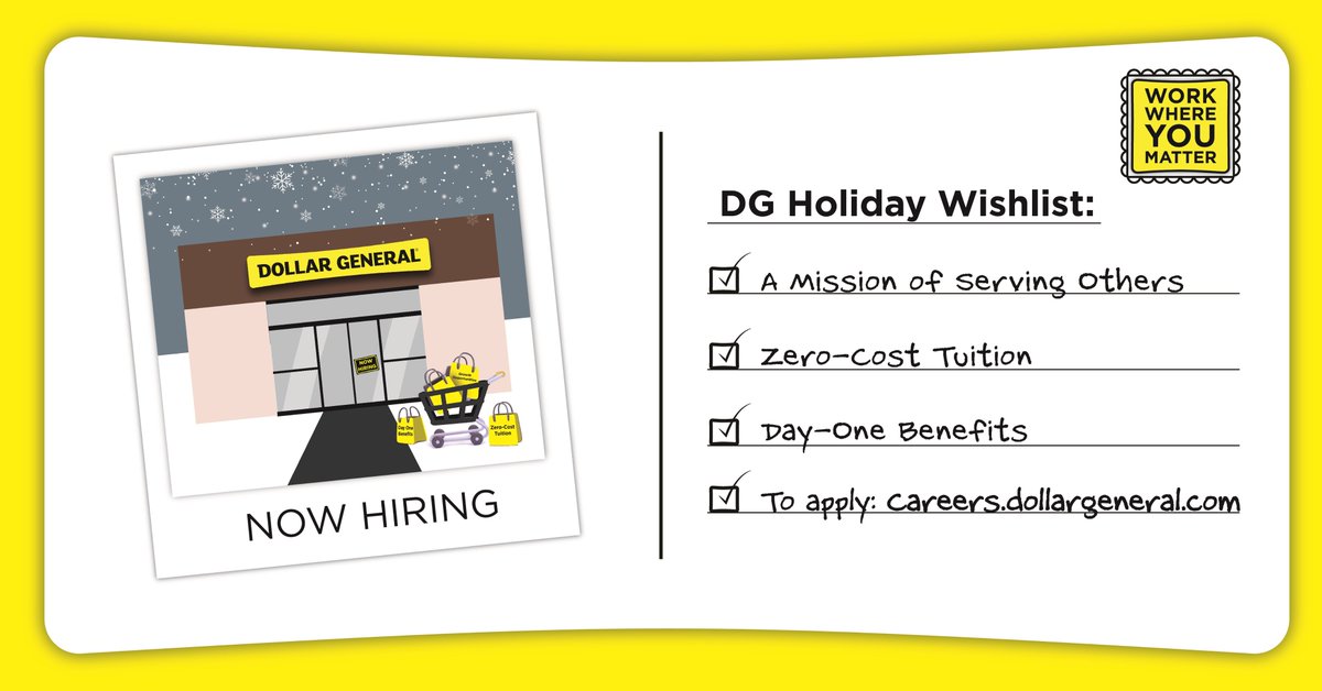 DGCareers's tweet photo. Fill up your shopping cart this holiday season with top-tier employee benefits! 🛒🎁 Find more information about DG career opportunities at https://t.co/tLTFGyXTqF #DGCareers https://t.co/EKoFUBkNpT