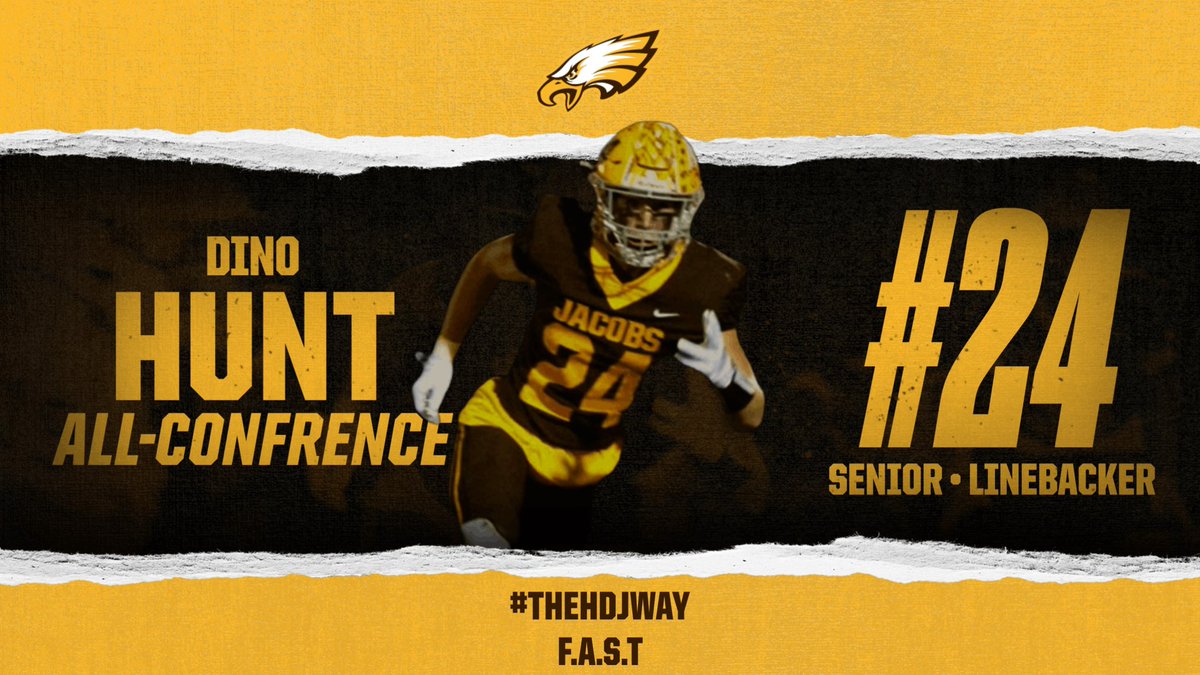HDJacobsFBall's tweet photo. Congrats to @dinohunt22 on earning All Conference in the Fox Valley! @JacobsHighS @HDJ_Athletics 
F.A.S.T. 🦅🏈 https://t.co/1EPrUO74K2