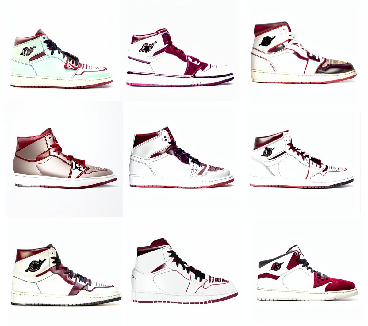 leveredvlad's tweet photo. /1 Fifty six seconds. 

That's how long it took me to generate 36 Air Jordan- inspired sneaker #designs with a fine-tuned #StableDiffusion model. 

Let me show you how🧵 https://t.co/VunE9grFR8