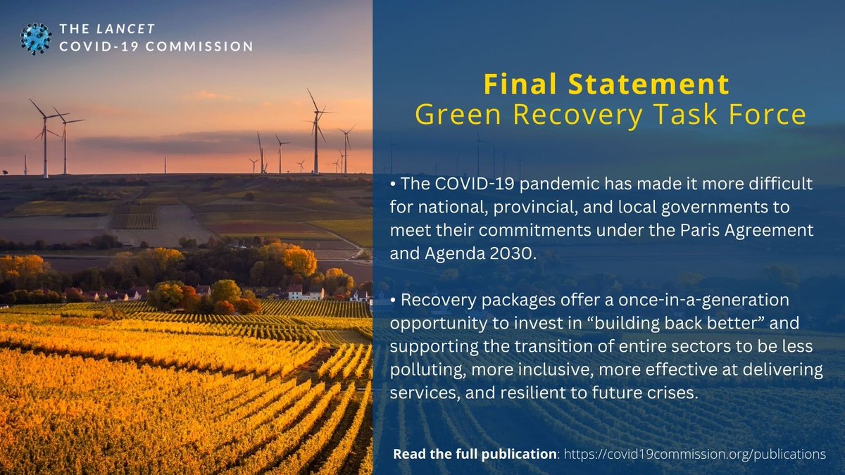 The Lancet COVID-19 Commission's Task Force on Green Recovery recently released their final statement. Read it in full here: static1.squarespace.com/static/5ef3652… #pandemicrecovery #sdgs