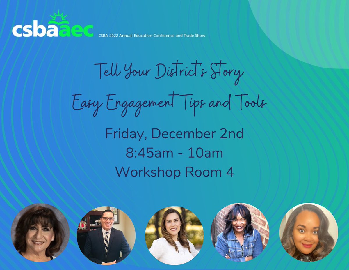 lynettewsocial's tweet photo. If you are attending @CSBA_Now AEC this week in San Diego, we hope you’ll join us at our session on using social media to amplify the story of your district! So excited! #CSBAAEC2022 #CJUSD #CSBATellYourStory https://t.co/SkWS1FR6aS
