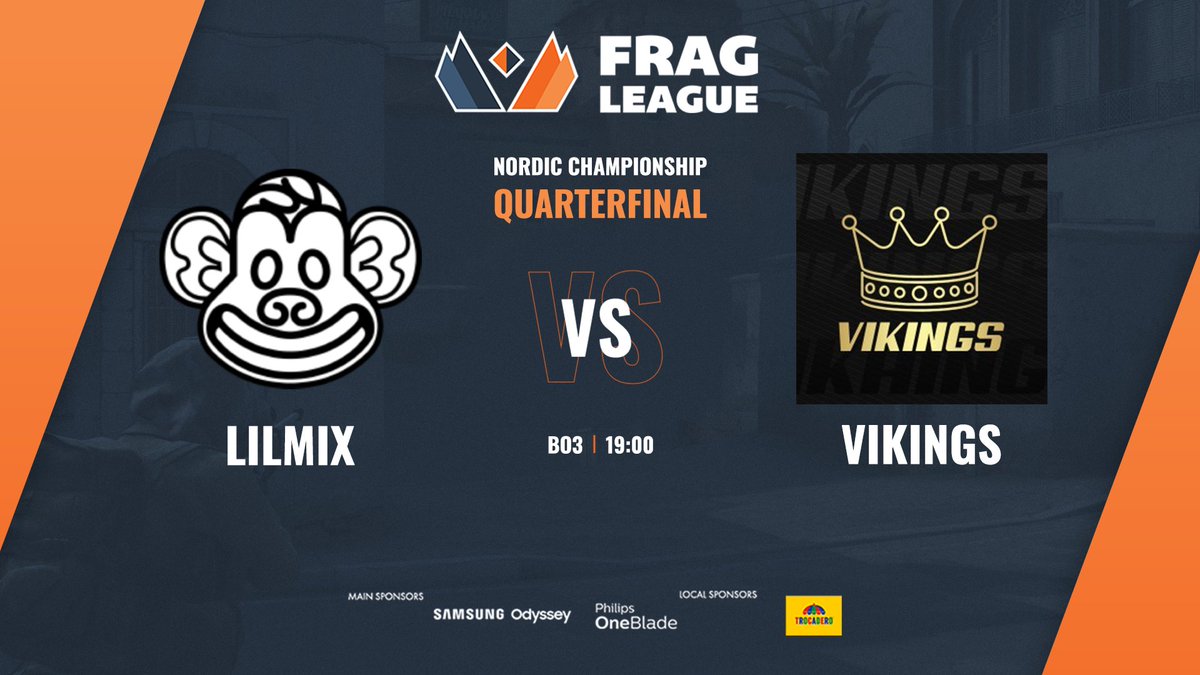 It's time for the second Quarterfinal in Fragleague Nordic CSGO Championship!

🇸🇪 <a href="/Lilmixgg/">Lilmix Esports</a> 🆚 🇸🇪 <a href="/vikings_sport/">Vikings Esport</a> 

Tune in at 19:00 to see who advances to the Semifinals!

📺twitch.tv/fragbite
🎙️ <a href="/CastByCopter/">Matti Korvenmaa</a> &amp; @DwegCSGO