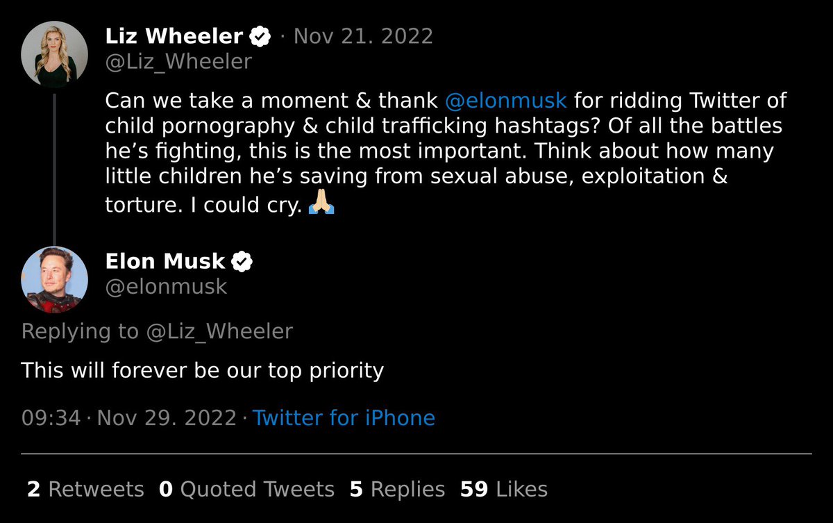 The left are losing their minds over #ELONMUSK allowing free speech and getting rid of pedophiles on Twitter. Yep, this is what the progressive movement has come to.