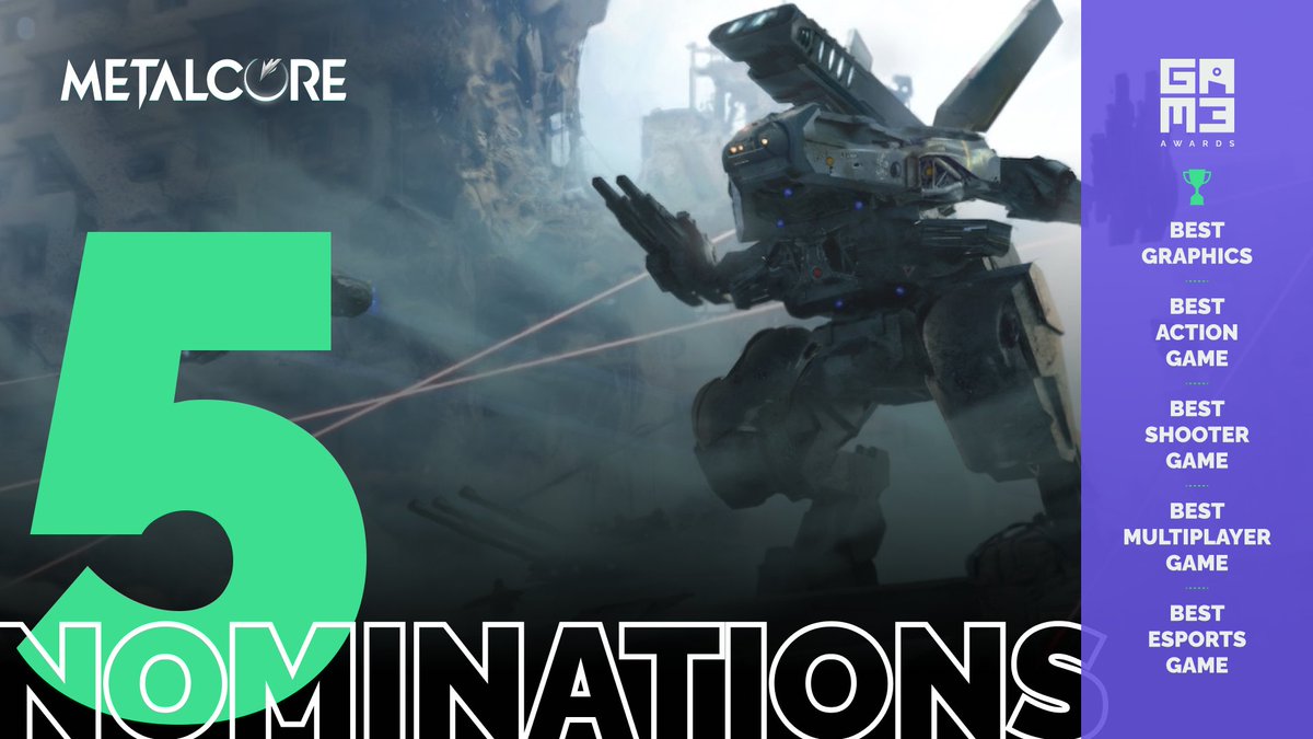 🔥 5 NOMINATIONS! #PlayMetalCore is sweeping the noms at the @PolkastarterGG GAM3 AWARDS.

Nominated for Best:
▶️ Graphics
▶️ Action
▶️ Shooter
▶️ Multiplayer
▶️ Esports

Raise your voice and vote! ⤵️
polkastarter.gg/gam3awards/
#Web3 #Web3Gaming #GameFi