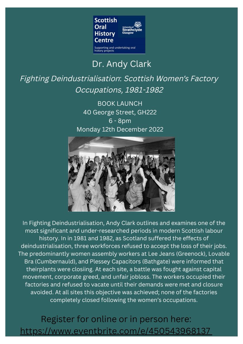 We are delighted to be hosting a book launch for @AndyClark22 on Mon 12 Dec 6-8pm at the SOHC, Refreshments provided. Register here to attend either online or in person: eventbrite.com/e/450543968137