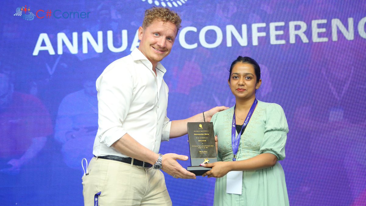 CsharpCorner's tweet image. Thank you @HaimantikaM for speaking at #CsharpCon22! We look forward to seeing you in #CSharpCon23.
