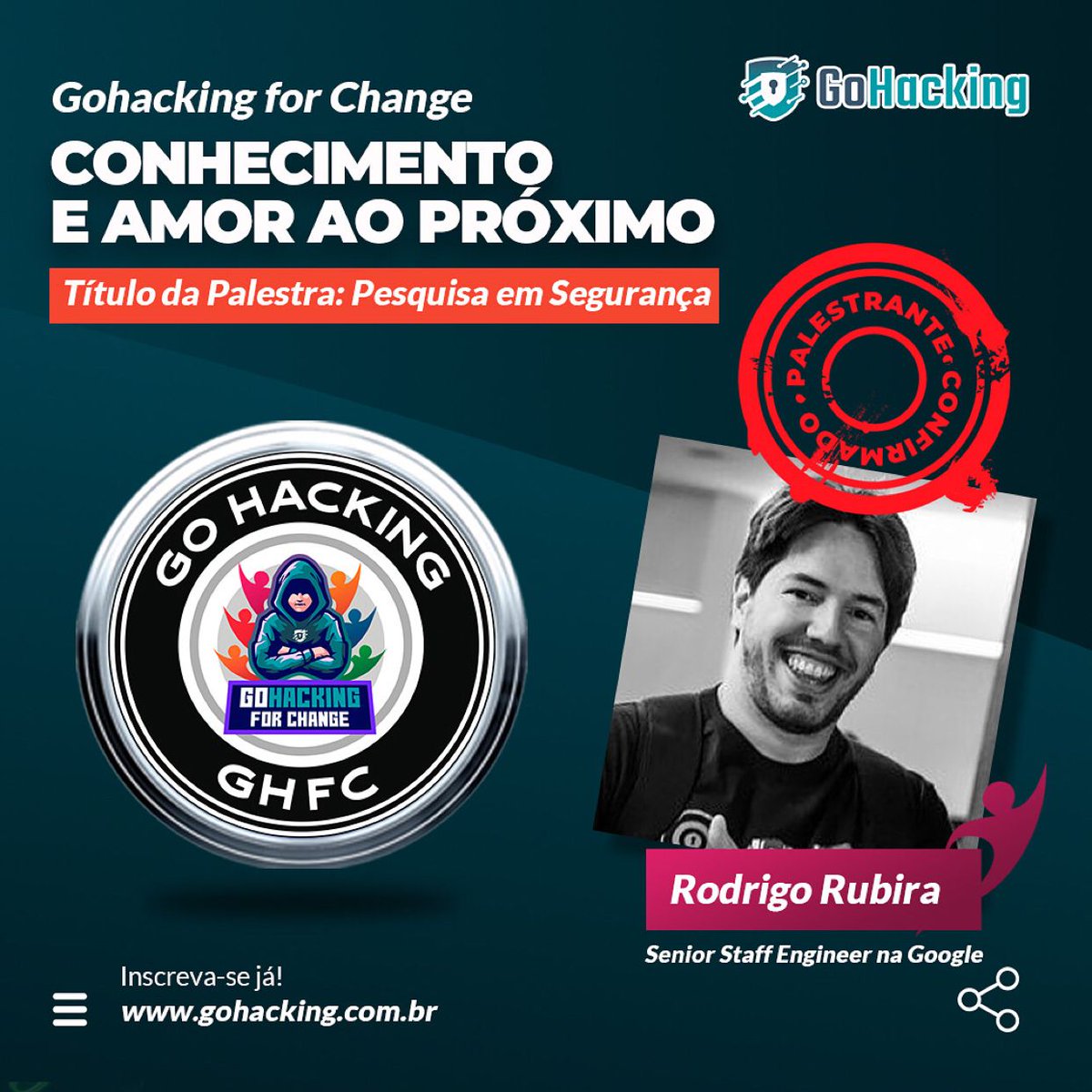 GoHacking For Change - GHFC

Palestrante confirmado: Rodrigo Rubira Branco

Tema: Pesquisa em Segurança

Inscrições: gohacking.com.br/turma/PPQBLLCT…

Let's GoHacking !

#gohacking #GHFC #caridade