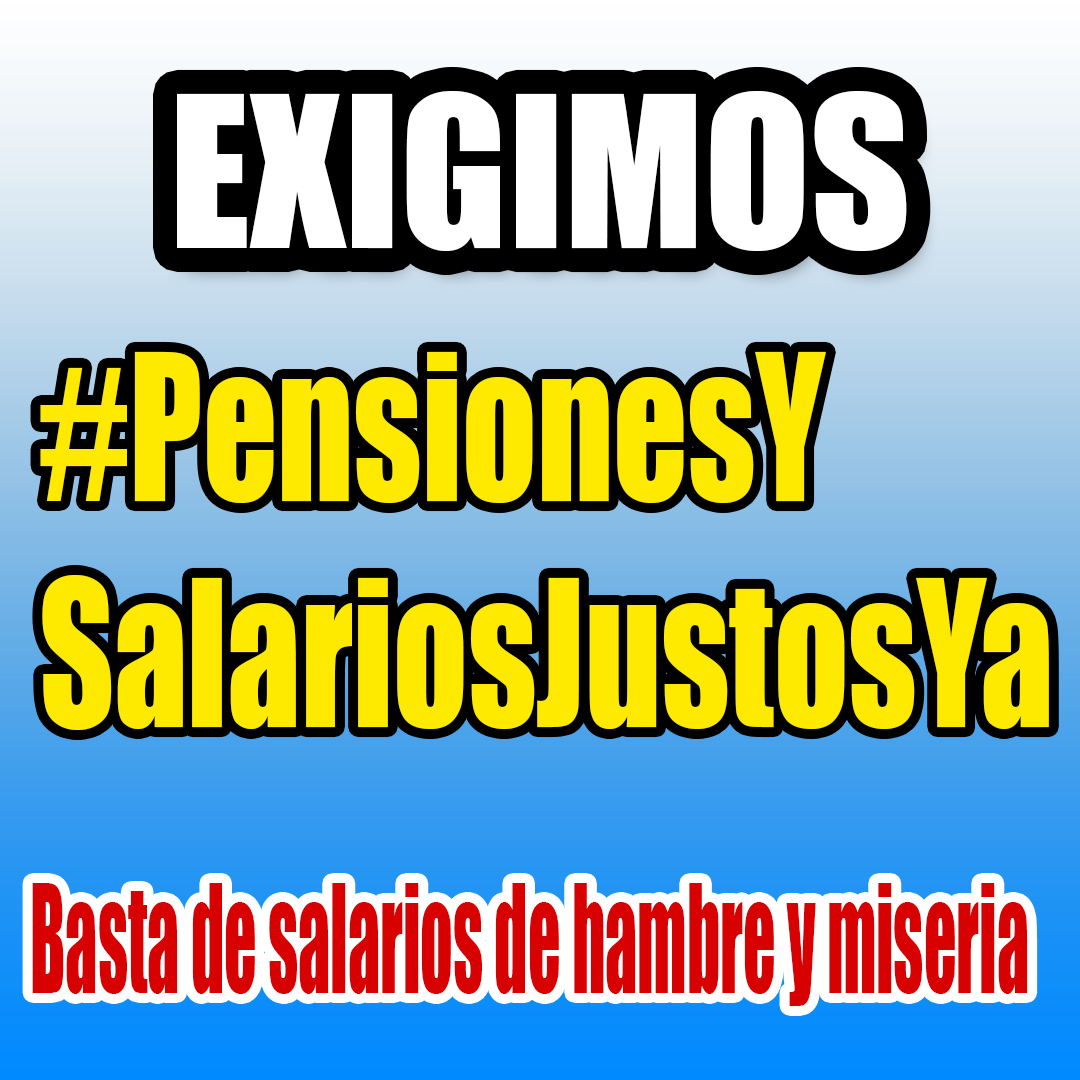 El salario basico mensual de un Obrero Grado 1 es de 130 bolívares equivalentes a 12 $.

La canasta basica familir supera los 400 dolares mensuales.

Estamos en pobreza extrema con salarios de hambre y miseria.
URGE NUEVO AUMENTO SALARIAL

#PensionesYSalariosJustosYa