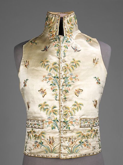 #FridayNightFrills 18th Century men's waistcoat, silk embroidered with floral sprigs and butterflies, 1790's via <a href="/metmuseum/">The Metropolitan Museum of Art</a>
