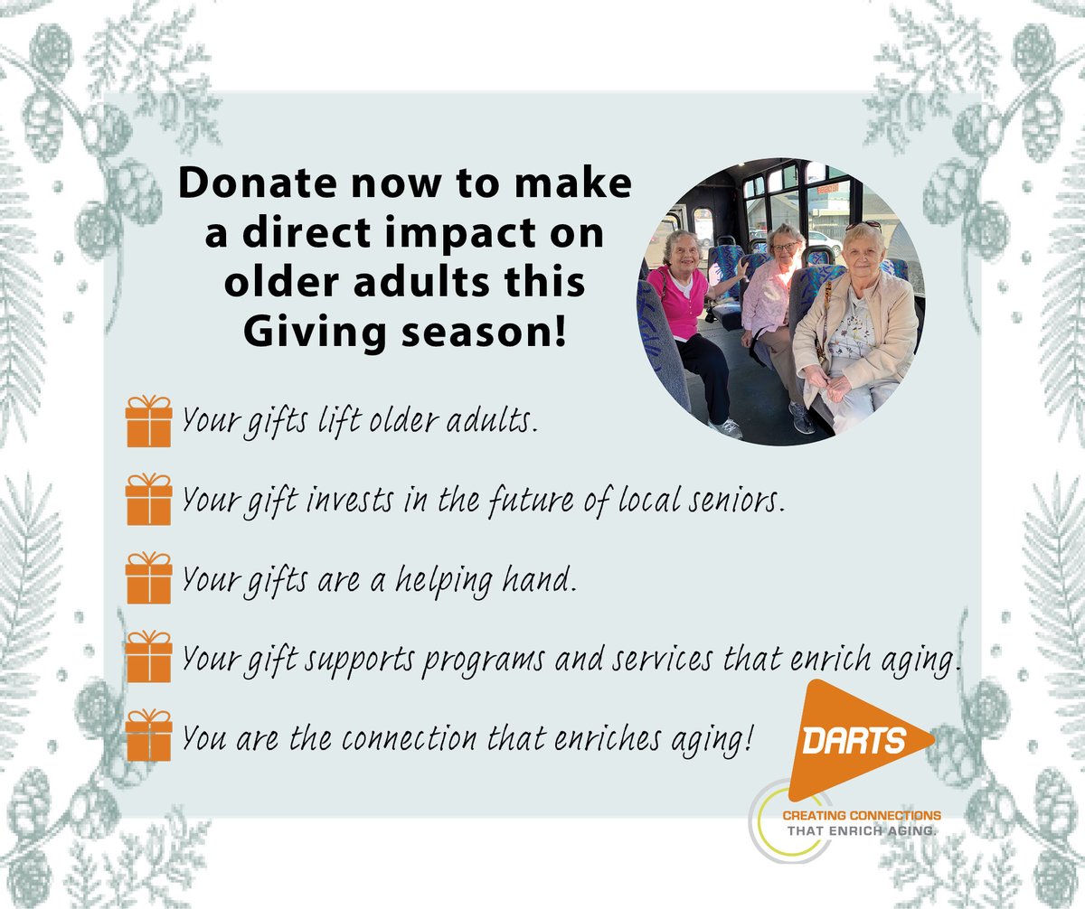 Happy Giving Tuesday on this snowy November day in Dakota County! As you make your gifts today, consider supporting the safety and independence of older adults through DARTS. Stay safe and warm! dartsconnects.org/donate/