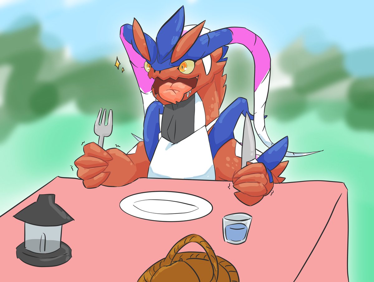 knife pokemon (creature) solo table holding fork outdoors  illustration images