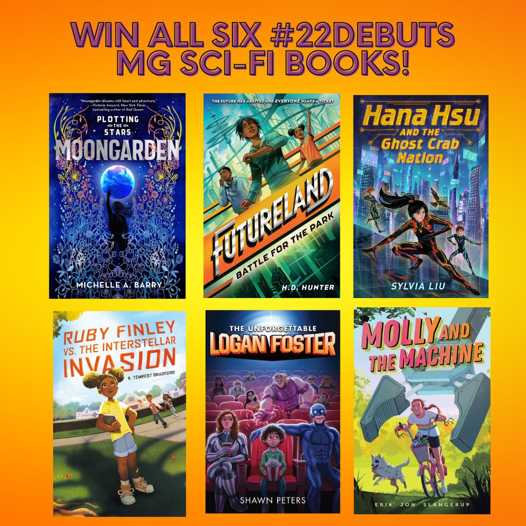✨#GIVEAWAY ALERT: Enter to win ALL SIX of these recent middle grade sci-fis from @22debuts authors @MichelleABarry @hd_tsd <a href="/erikslangerup/">Erik Jon Slangerup (mainly updates)</a> <a href="/tinytempest/">Tempest is 𝕏ing herself off of this site</a> <a href="/artsylliu/">Sylvia Liu</a> and @shawntweeters!

✨To enter, L+RT+ follow each of us. Bonus entry: tag a friend or two. US only. Ends 12/3.