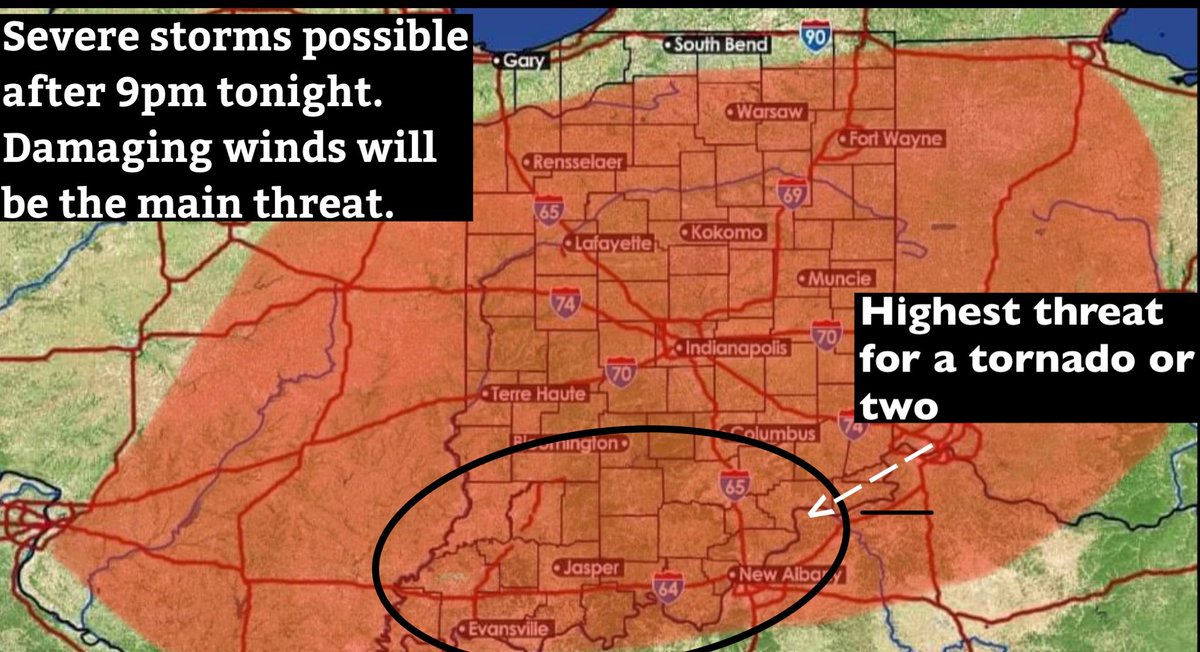 IndStormChasers's tweet photo. #inwx Heads up Hoosiers! Severe weather is in the forecast for late tonight! https://t.co/DhZe9NkqEX